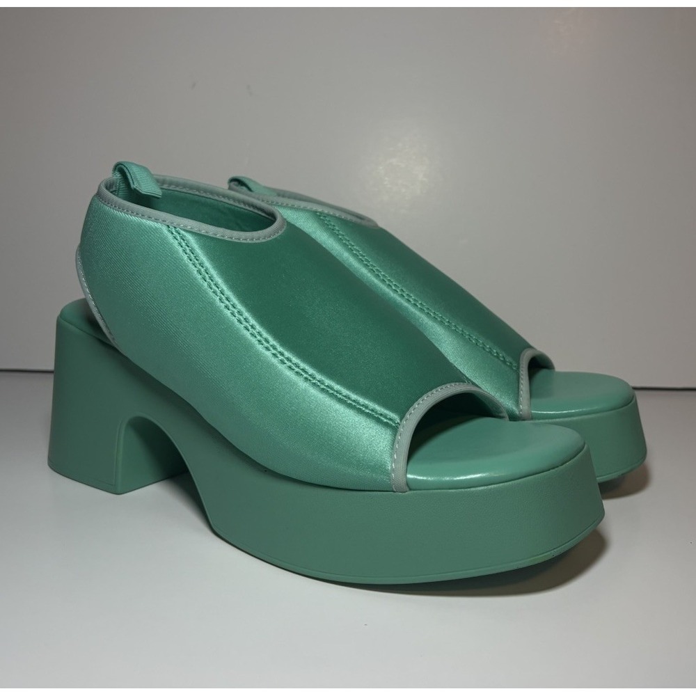 Cape Robbin Platform Chunky High Heel Open Toe Slip On Size 8 Green Sandals